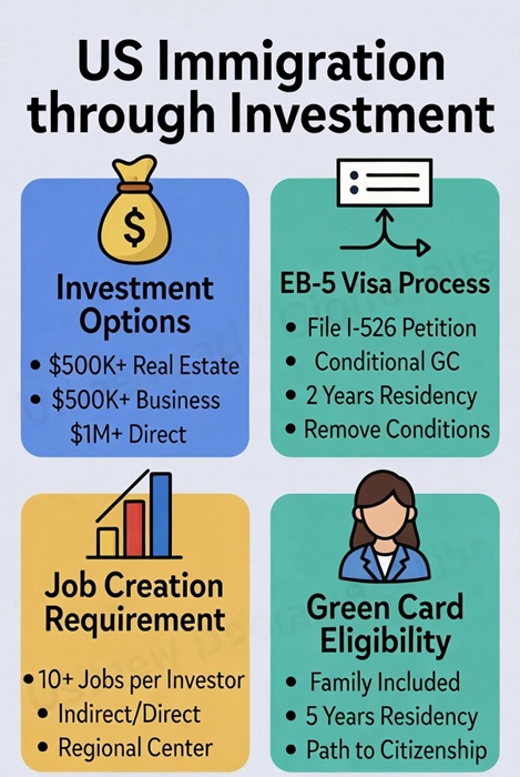اینفوگرافی ویزای سرمایه گذاری آمریکا
